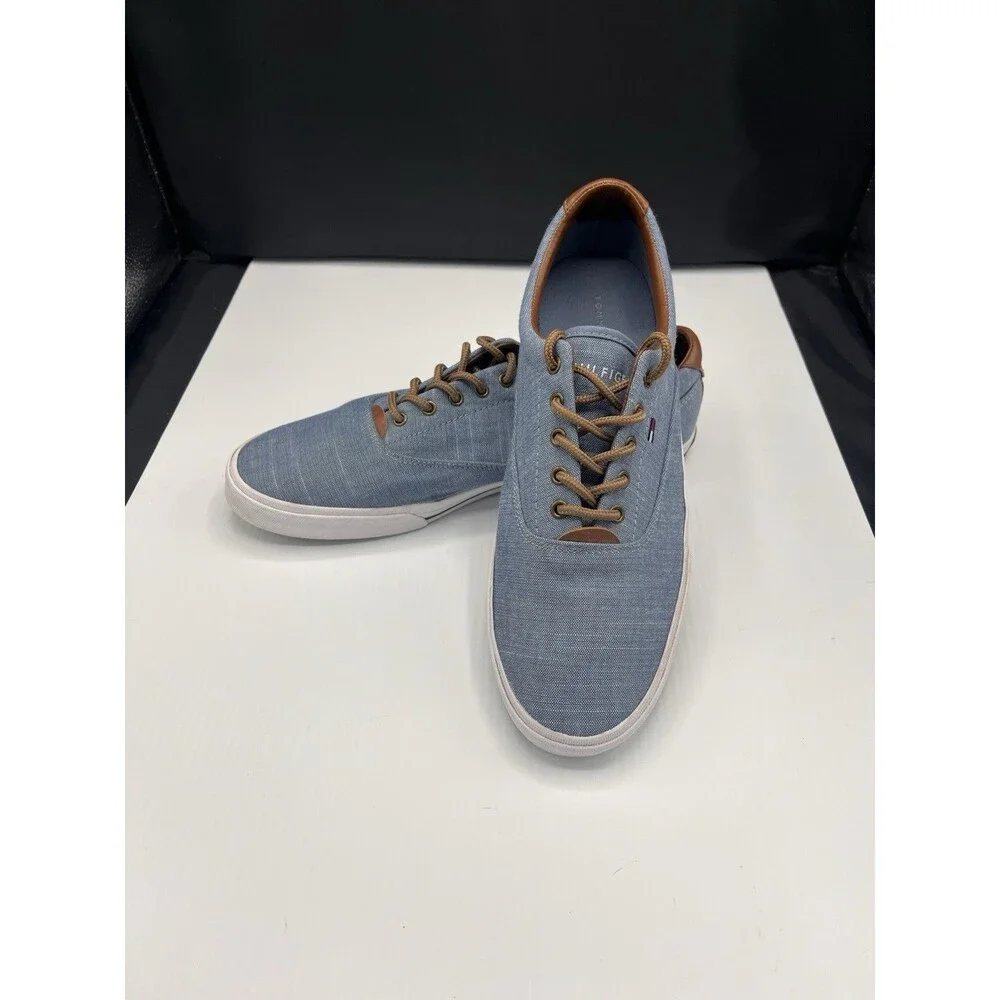 Tommy Hilfiger TMPHEL-R Canvas Sneakers Men’s 10 Blue Chambray Lace Up Casual